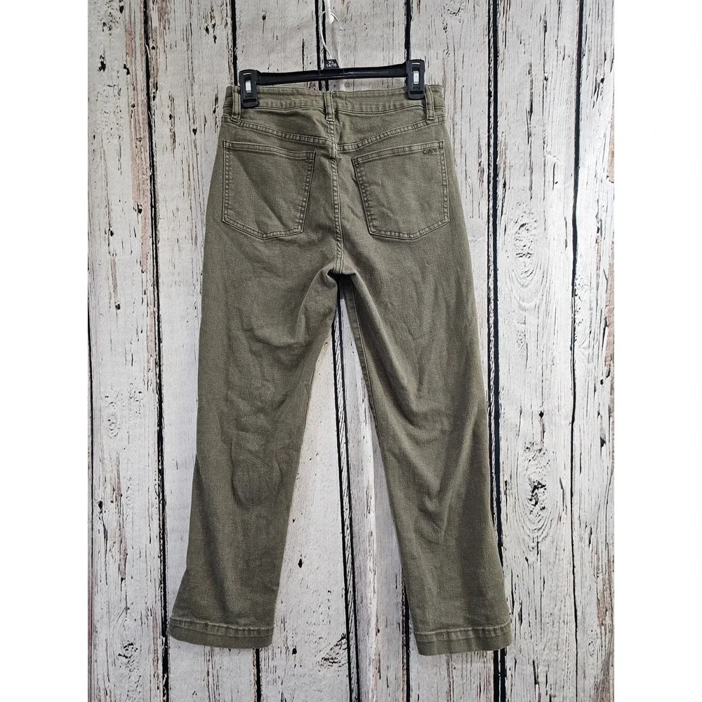 OAT Straight Crop Pants Womens 28 Brown Solid High Rise Cotton Blend‎ 1049-GD